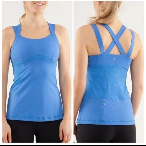Lululemon Chaturanga Strappy Workout Top Blue Size 6 - Picture 1 of 14